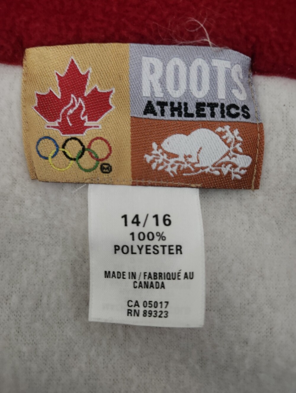 Roots Red and White Canada Athletic Zip Fleece Jacket - Picture 3 of 3